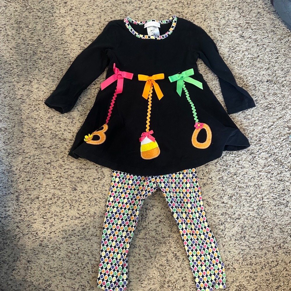 Bonnie Baby Girls Halloween Boo Candy Corn Tunic and Leggings Set 24M Black